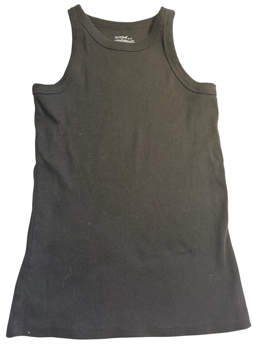 Cat & Jack Tank Top Kids XL (14) Black Ribbed Sleeveless Knit Cotton Stretch